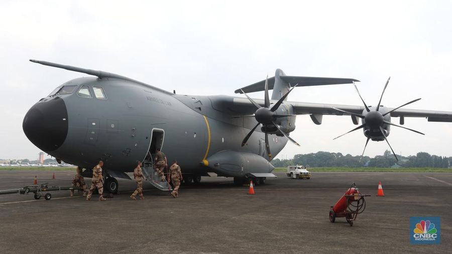 Pesawat angkut A-400M (CNBC Indonesia/Andrean Kristianto)