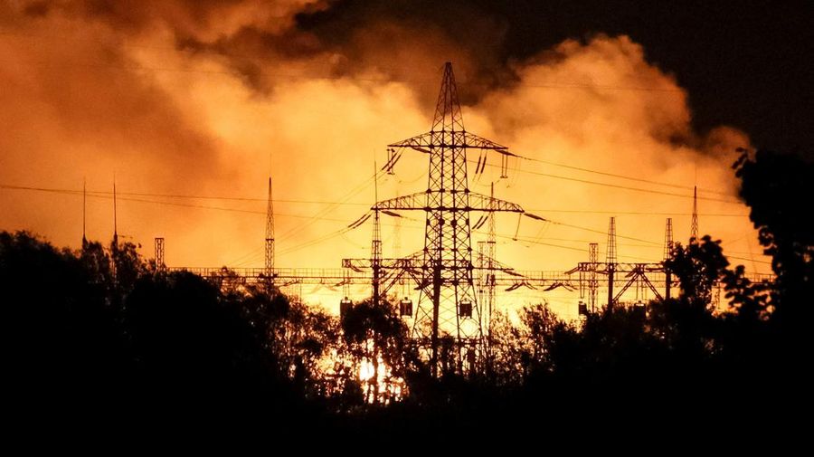 A view shows a burning 5th thermal power plant hit by a Russian missile strike, amid Russia's attack on Ukraine, in Kharkiv, Ukraine September 11, 2022. REUTERS/Gleb Garanish
