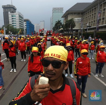 Tolak Kenaikan BBM, Massa Buruh Gelar Demo di Patung Kuda