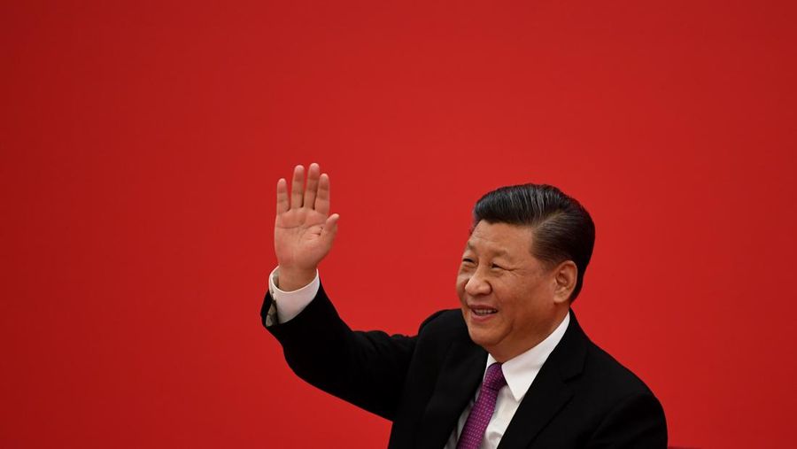 BEIJING, CHINA - DECEMBER 02: Chinese President Xi Jinping speaks with Russian President Vladimir Putin via a video link, from the Great Hall of the People on December 2, 2019 in Beijing, China. (Photo by Noel Celis - Pool/Getty Images)