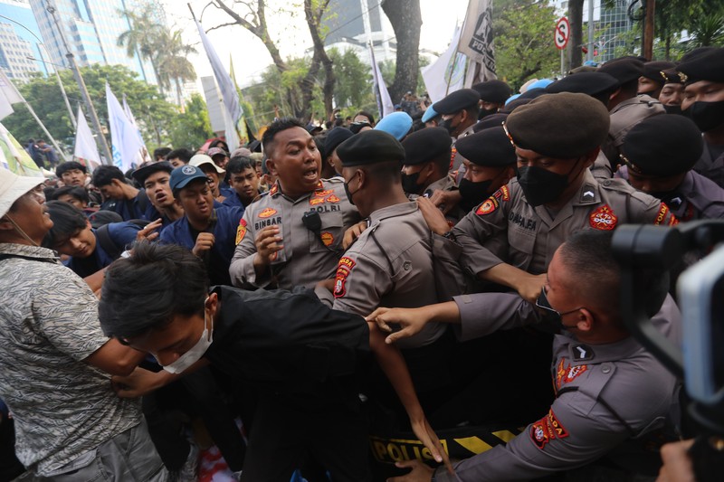 Demo BBM (CNBC Indonesia/Andrean Kristianto)