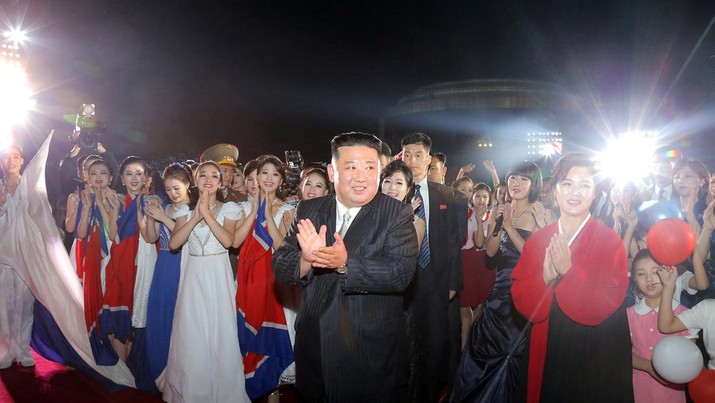 NORTHKOREA-POLITICS/ North Korea's leader Kim Jong Un attends an event celebrating the 74th anniversary of North Korea's founding, in Pyongyang, North Korea in this undated photo released by North Korea's Korean Central News Agency (KCNA) September 9, 2022. KCNA via REUTERS ATTENTION EDITORS - THIS IMAGE WAS PROVIDED BY A THIRD PARTY. REUTERS IS UNABLE TO INDEPENDENTLY VERIFY THIS IMAGE. NO THIRD PARTY SALES. SOUTH KOREA OUT. NO COMMERCIAL OR EDITORIAL SALES IN SOUTH KOREA.