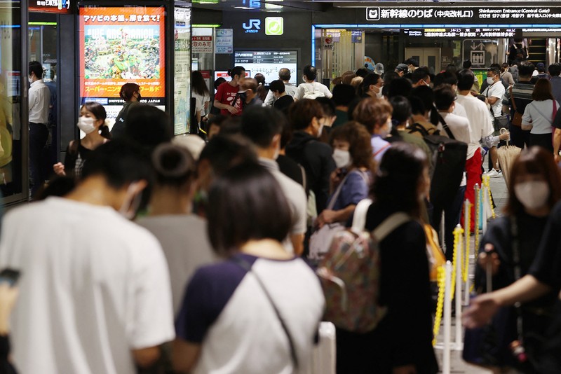 Prakiraan Badan Meteorologi Jepang mengadakan konferensi pers tentang Topan Nanmadol di Tokyo pada 17 September 2022. (AFP/STR) Prakiraan Badan Meteorologi Jepang mengadakan konferensi pers tentang Topan Nanmadol di Tokyo pada 17 September 2022. (AFP/STR)