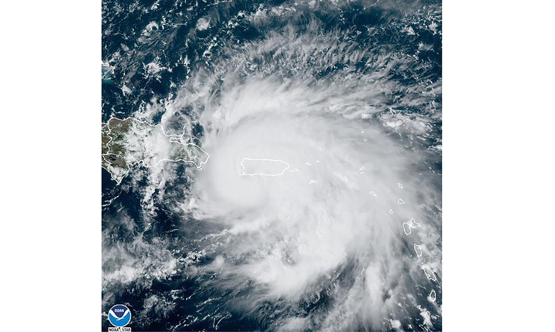 Citra satelit yang disediakan oleh NOAA ini menunjukkan Badai Fiona di Karibia pada Minggu, 18 September 2022. AP/ Citra satelit yang disediakan oleh NOAA ini menunjukkan Badai Fiona di Karibia pada Minggu, 18 September 2022. AP/