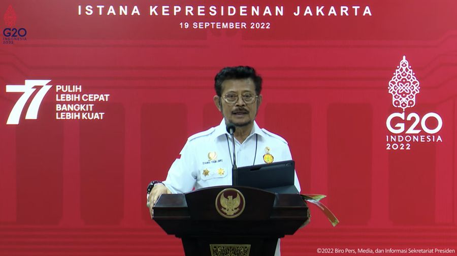 Menteri Pertanian Syahrul Yasin Limpo (Tangkapan layar youtube Setpres RI)
