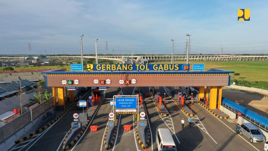 Jalan tol pada Kawasan Jabodetabek yaitu ruas Cibitung-Cilincing (Jakarta Outer Ring Road/2) dan ruas Serpong-Balaraja Seksi 1A (JORR 3) di Gerbang Tol Gabus, Kabupaten Bekasi, Jawa Barat, Selasa (20/9/2022). (Dok: PUPR)