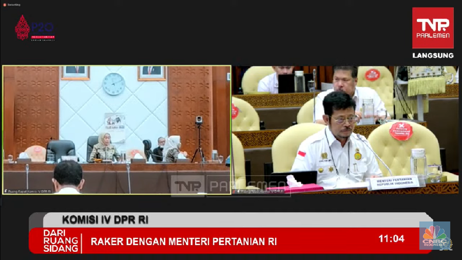 Rapat kerja Komisi IV DPR dengan Mentan Syahrul Yasin Limpo soal anggaran tahun 2023.