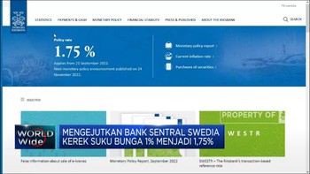 Mengejutkan, Bank Sentral Swedia Kerek Suku Bunga 1%