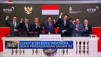 Luhut & Delegasi RI Buka Perdagangan Saham AS