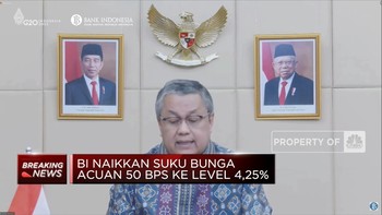 Sah! BI Naikkan Suku Bunga Acuan 50 Bps ke 4,25%
