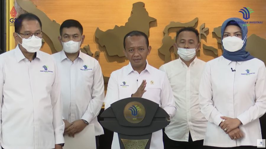 Menteri Investasi/Kepala Badan Koordinasi Penanaman Modal (BKPM) Bahlil Lahadalia Saat Konferensi Pers Perkembangan Investasi 2022. (Tangkapan Layar youtube Kementerian Investasi - BKPM)