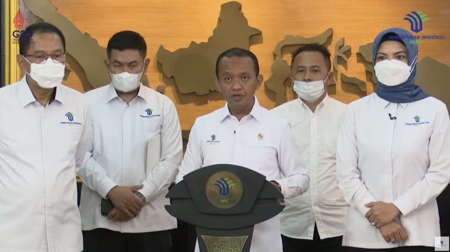 Menteri Investasi/Kepala Badan Koordinasi Penanaman Modal (BKPM) Bahlil Lahadalia Saat Konferensi Pers Perkembangan Investasi 2022. (Tangkapan Layar youtube Kementerian Investasi - BKPM)