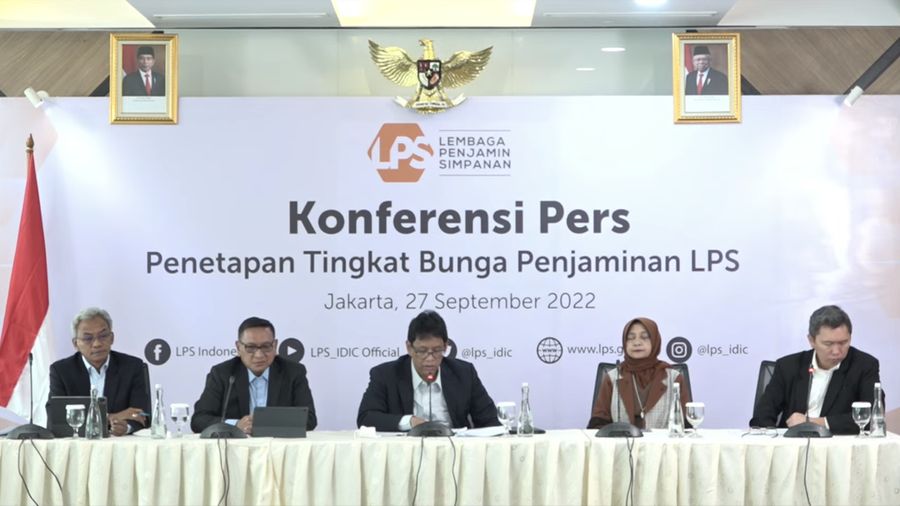 Konfrensi Pers Mengenai Penetapan Tingkat Bunga Penjaminan LPS. (Tangkapan Layar Yiutube LPS)