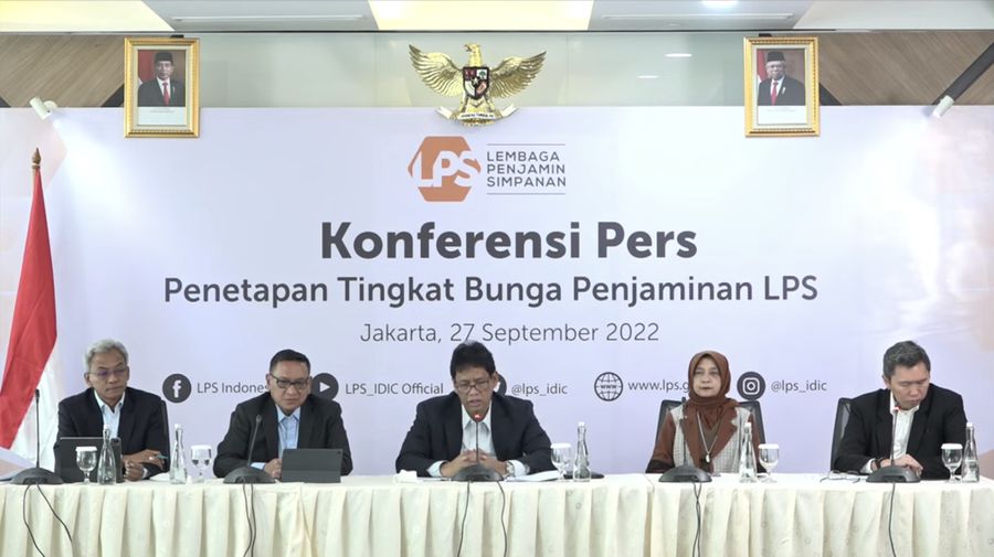 Konfrensi Pers Mengenai Penetapan Tingkat Bunga Penjaminan LPS. (Tangkapan Layar Yiutube LPS)