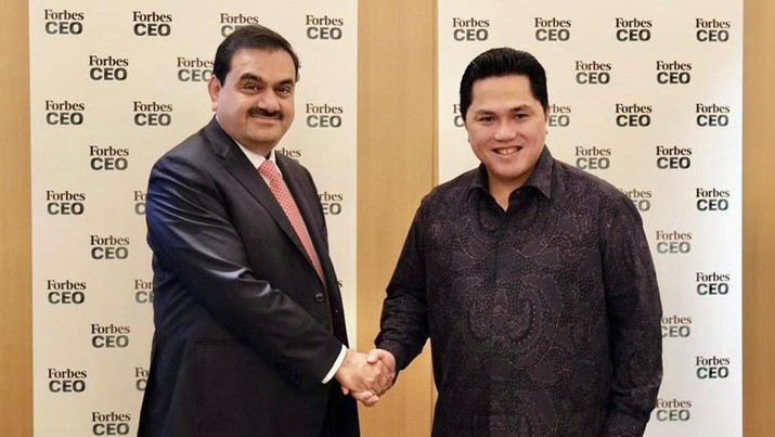 Menteri BUMN Erick Thohir bertemu Chairman dari Adani Group, Gautam Adani. Menteri BUMN Erick Thohir bertemu Chairman dari Adani Group, Gautam Adani di Singapura. (Tangkapan Layar via Instagram @erickthohir)