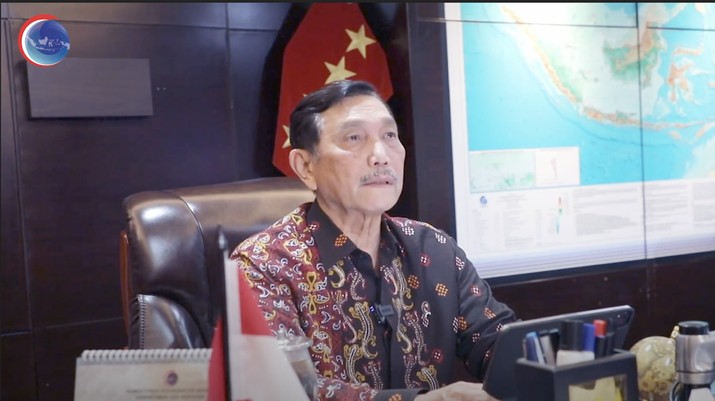 Menteri Koordinator (Menko) Bidang Kemaritiman dan Investasi Luhut Binsar Pandjaitan. Menteri Koordinator (Menko) Bidang Kemaritiman dan Investasi Luhut Binsar Pandjaitan.dalam acara World Water Forum - PUPR (Tangkapan Layar)