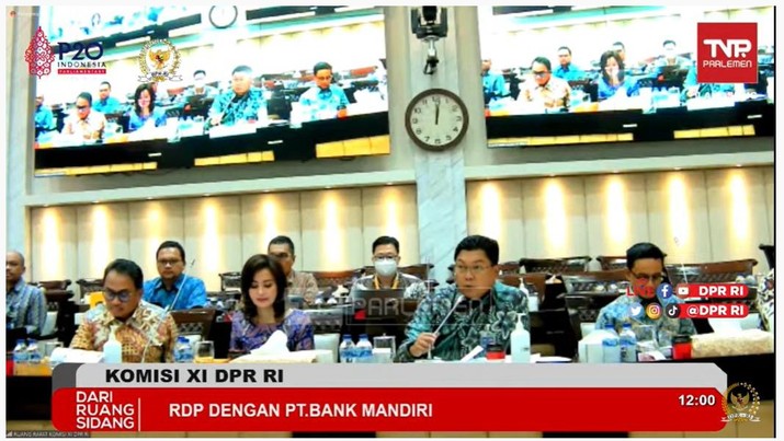 RDP Komisi XI DPR RI dengan PT Bank Mandiri (Persero) Tbk (BMRI), RDP Komisi XI DPR RI dengan PT Bank Mandiri (Persero) Tbk (BMRI), Rabu (28/9/2022) (Tangkapan Layar)