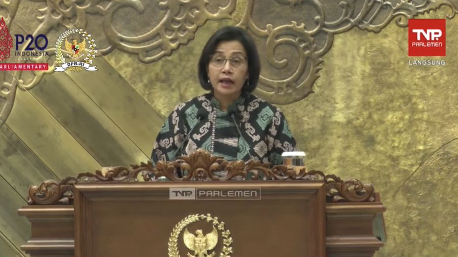 Menteri Keuangan Sri Mulyani Saat Rapat Paripurna DPR RI Ke-7 Masa Persidangan I Tahun Sidang 2022-2023. (Tangkapan Layar Youtube DPR RI)