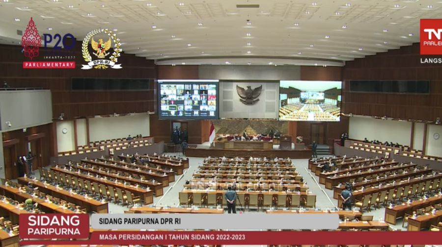 Rapat Paripurna DPR RI Ke-7 Masa Persidangan I Tahun Sidang 2022-2023 Rapat Paripurna DPR RI Ke-7 Masa Persidangan I Tahun Sidang 2022-2023. (Tangkapan Layar Youtube DPR RI)