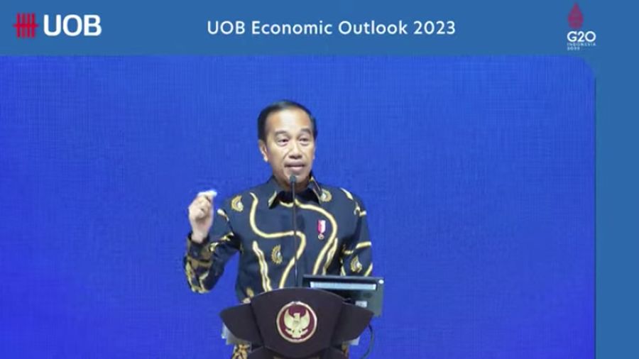 Sambutan Presiden Joko Widodon dalam Acara United Overseas Bank (UOB) Economic Outlook 2023 (Tangkapan Layar Youtube Sekretariat Presiden)
