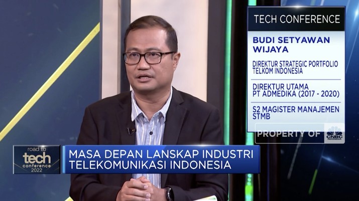 Direktur Strategic Portfolio PT Telkom Indonesia (Persero) Tbk (TLKM), Budi Setyawan Wijaya dalam Tech Conference 2022 Direktur Strategic Portfolio PT Telkom Indonesia (Persero) Tbk (TLKM), Budi Setyawan Wijaya dalam Tech Conference 2022, CNBC Indonesia (Jum'at, 30/09/2022)