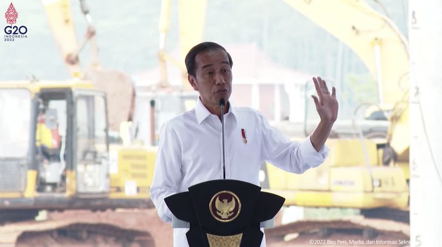 Presiden RI Jokowi dalam acara Groundbreaking Wavin Manufacturing Indonesia, Kabupaten Batang, 3 Oktober 2022. (Tangkapan Layar Youtube)