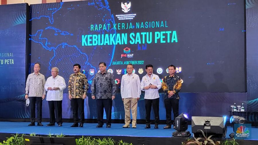 Pembukaan Rakerna Kebijakan Satu Peta di Jakarta, Selasa (4/10/2022).