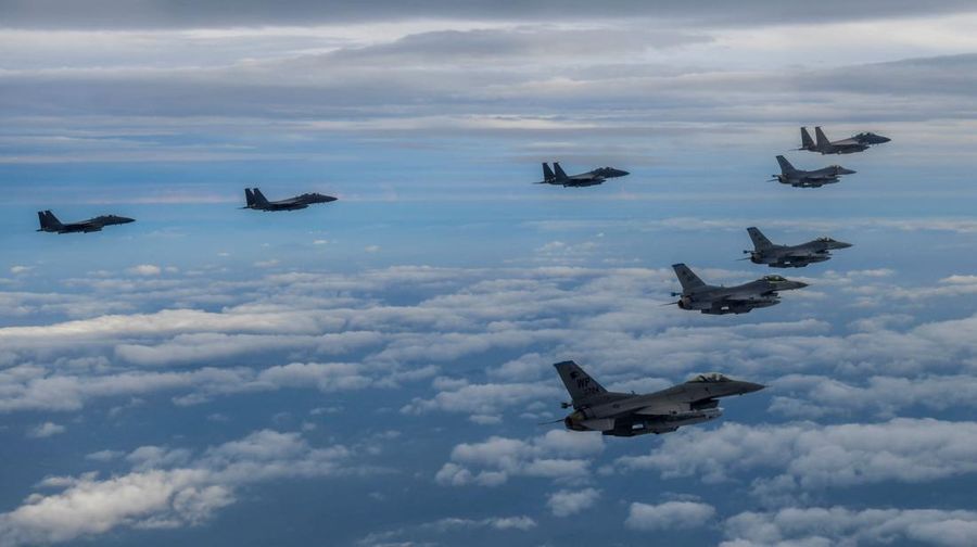 A surface-to-surface missile is fired into the sea off the east coast in this handout picture provided by the Defense Ministry, South Korea, October 5, 2022. South Korean Defense Ministry/Handout via REUTERS ATTENTION EDITORS - THIS IMAGE HAS BEEN SUPPLIED BY A THIRD PARTY.