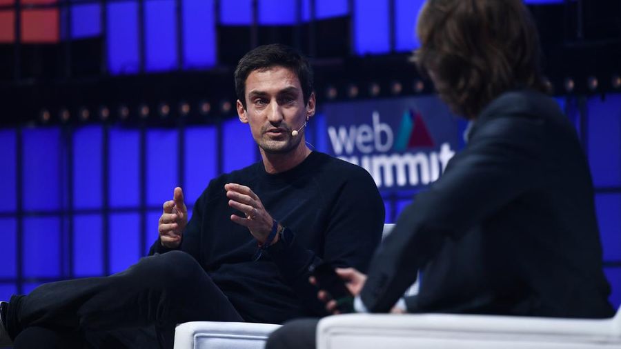 Lisbon , Portugal - 2 November 2021; Guillaume Pousaz, Checkout.com, on Centre Stage during day one of Web Summit 2021 at the Altice Arena in Lisbon, Portugal. (Photo By Harry Murphy/Sportsfile for Web Summit via Getty Images)