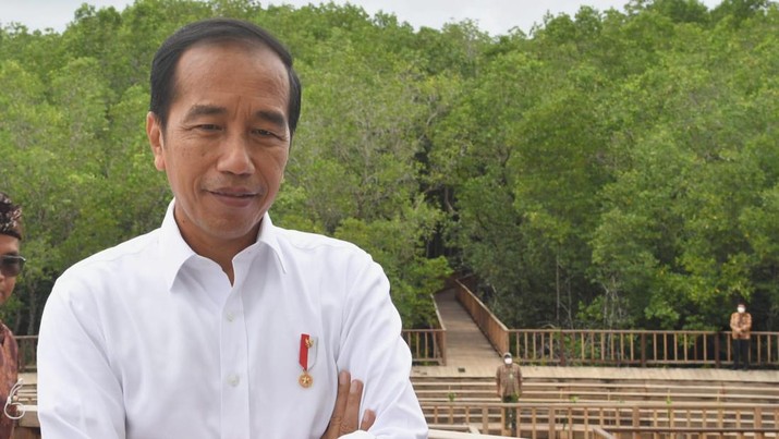 Presiden Joko Widodo meninjau pembangunan infrastruktur jalan di daerah Nusa Dua, Kabupaten Badung, Provinsi Bali yang akan dilalui oleh para pemimpin dunia yang menghadiri KTT G20 pada bulan November mendatang. (Rusman - Biro Pers Sekretariat Presiden)