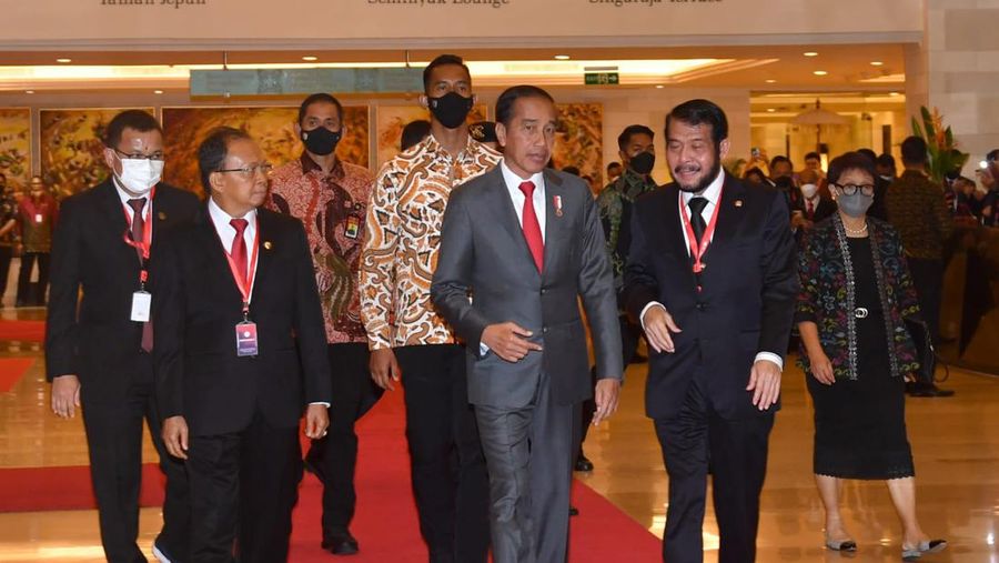 Presiden Joko Widodo secara resmi membuka Kongres ke-5 Konferensi Badan Peradilan Konstitusi Sedunia atau The World Conference on Constitutional Justice (WCCJ) Tahun 2022 yang digelar di Bali Nusa Dua Convention Center (BNDCC), Kabupaten Badung, Provinsi Bali, pada Rabu, 5 Oktober 2022. ()Rusman - Biro Pers Sekretariat Presiden