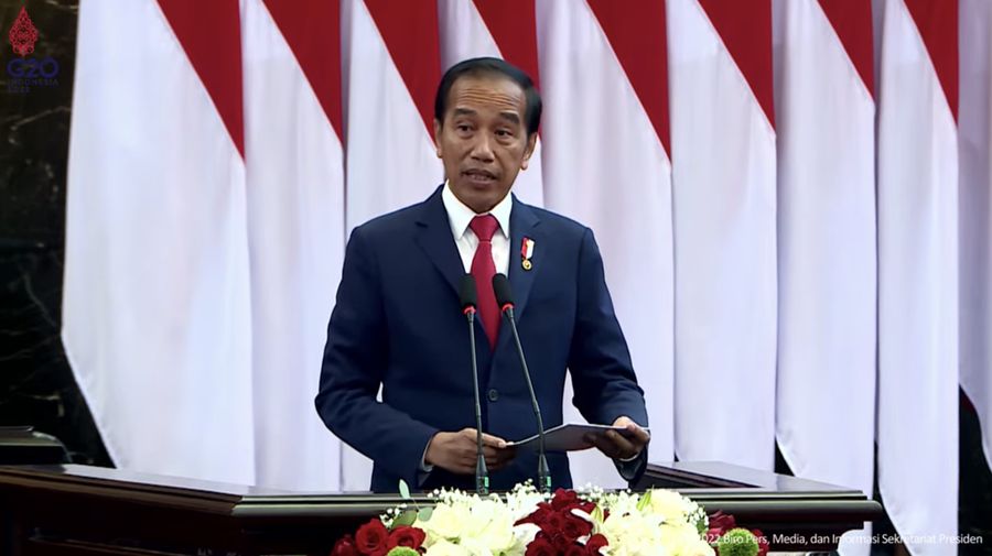 Presiden RI Jokowi, Pembukaan Sidang The 8th G20 Parliamentary Speakers' Summit, Jakarta, 6 Oktober 2022. (Tangkapan Layar Youtube)