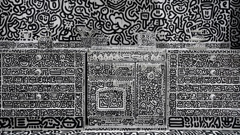 A view of the outside of British artists' Sam Cox, aka Mr Doodle, as he reveals the Doodle House, a twelve-room mansion at Tenterden, in Kent, which has been covered, inside and out in the artist's trademark monochrome, cartoonish hand-drawn doodles. Picture date: Monday October 3, 2022. (Photo by Gareth Fuller/PA Images via Getty Images)