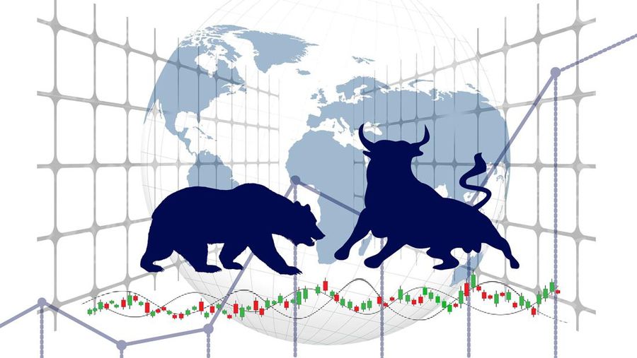 Ilustrasi bearish market vs bullish market