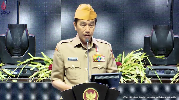 Sambutan Presiden Jokowi pada Peresmian Pembukaan Kongres XII LVRI dan Munas XI PIVERI Tahun 2022. (Tangkapan layar Youtube Setpres RI) Sambutan Presiden Jokowi pada Peresmian Pembukaan Kongres XII LVRI dan Munas XI PIVERI Tahun 2022. (Tangkapan layar Youtube Setpres RI)