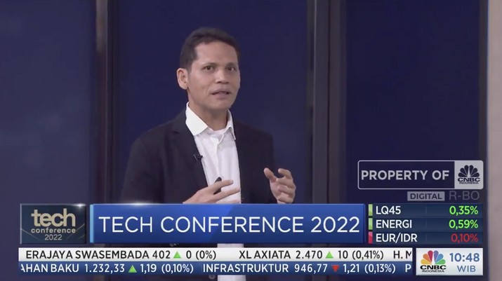 Vice Presidents of Data Solutions Telkomsel, Alfian Manullang di acara CNBC Indonesia Tech Conference, Kamis, (13/10). Vice Presidents of Data Solutions Telkomsel, Alfian Manullang di acara CNBC Indonesia Tech Conference, Kamis, (13/10).