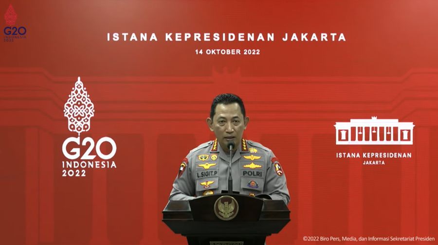 Keterangan Pers Kapolri, Kantor Presiden, 14 Oktober 2022 (Tangkapan Layar Youtube Sekretariat Presiden)
