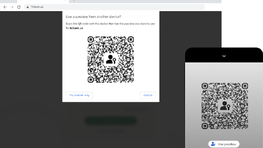 Masuk log lewat perangkat lain menggunakan Passkey