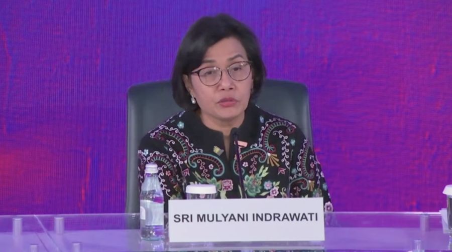 Menteri Keuangan Sri Mulyani dalam Acara Press Conference - 4th Finance Ministers and Central Bank Governors (FMCBG) Meeting. (Tangkapan Layar Youtube Bank Indonesia)