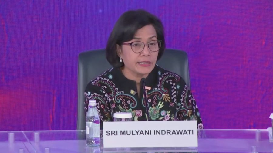 Menteri Keuangan Sri Mulyani dalam Acara Press Conference - 4th Finance Ministers and Central Bank Governors (FMCBG) Meeting. (Tangkapan Layar Youtube Bank Indonesia)