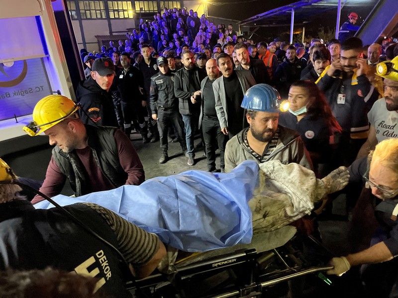 A general view of the coal mine after an explosion in Amasra in the northern Bartin province, Turkey October 14, 2022. Ihlas News Agency (IHA) via REUTERS ATTENTION EDITORS - THIS PICTURE WAS PROVIDED BY A THIRD PARTY. NO RESALES. NO ARCHIVES. TURKEY OUT. NO COMMERCIAL OR EDITORIAL SALES IN TURKEY. REFILE - CORRECTING DATE