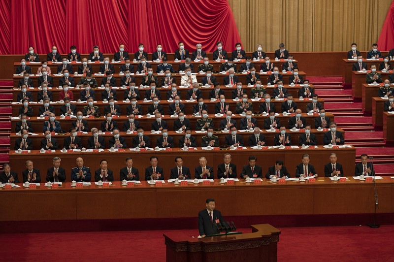 CHINA-CONGRESS/ Chinese President Xi Jinping, former president Hu Jintao, Premier Li Keqiang, Chinese People's Political Consultative Conference (CPPCC) Chairman Wang Yang, and National People's Congress (NPC) Standing Committee Chairman Li Zhanshu arrive for the opening ceremony of the 20th National Congress of the Communist Party of China, at the Great Hall of the People in Beijing, China October 16, 2022. REUTERS/Thomas Peter