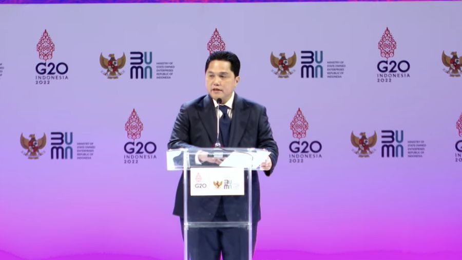 Menteri BUMN Erick Thohir Saat Pembukaan SOE International Conference dan Peluncuran Indonesia Water Fund (IWF) di Bali, Senin (17/10/2022). (Tangkapan layar via Youtube Kementerian BUMN)