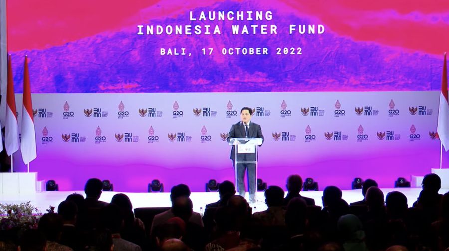 Menteri BUMN Erick Thohir Saat Pembukaan SOE International Conference dan Peluncuran Indonesia Water Fund (IWF) di Bali, Senin (17/10/2022). (Tangkapan layar via Youtube Kementerian BUMN)