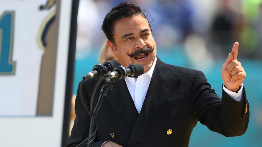 Fulham owner and Chairman Shahid Khan walks onto the Craven Cottage pitch before the match   (Photo by John Walton - PA Images via Getty Images)