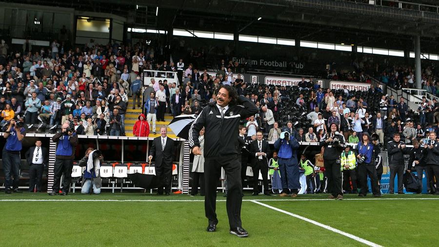 Fulham owner and Chairman Shahid Khan walks onto the Craven Cottage pitch before the match   (Photo by John Walton - PA Images via Getty Images)