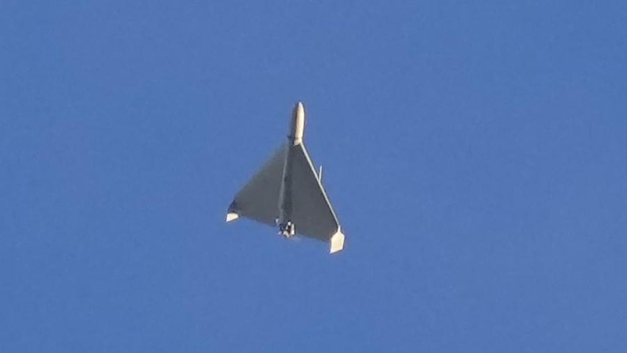 FILE - A drone is seen in the sky seconds before it fired on buildings in Kyiv, Ukraine, on Oct. 17, 2022. The Iranian-made drones that Russia sent slamming into central Kyiv this week have produced hand-wringing and consternation in Israel, complicating the country’s balancing act between Russia and the West. (AP Photo/Efrem Lukatsky)