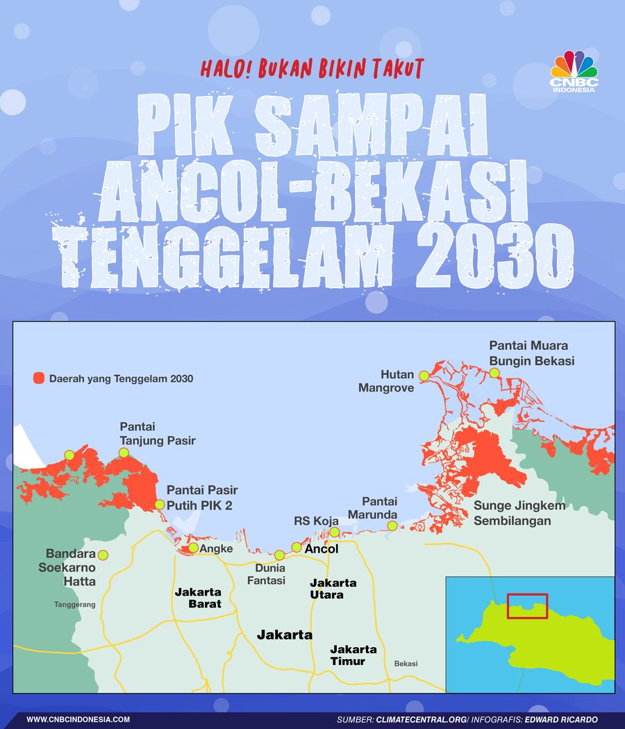 Infografis, Bukan Bikin Takut, PIK Sampai Ancol-Bekasi Tenggelam 2030