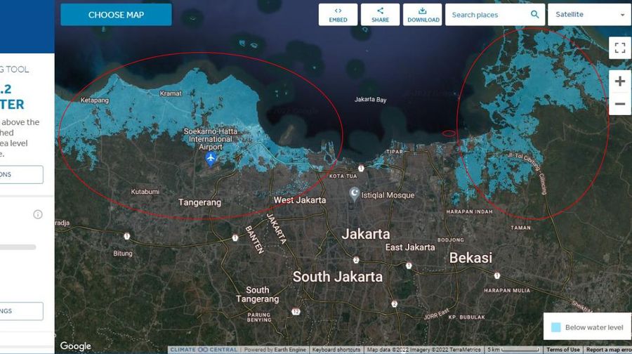 Peta Air Pasang Jakarta (climate central)
