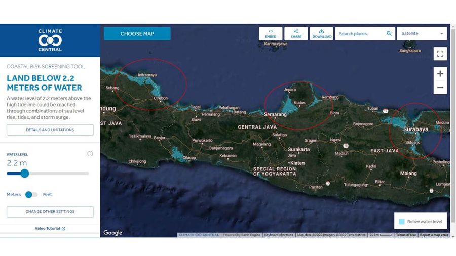 Peta Banjir Pantura (Climate Central)